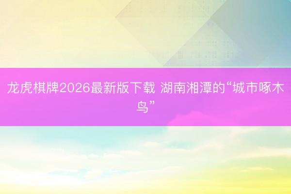 龙虎棋牌2026最新版下载 湖南湘潭的“城市啄木鸟”