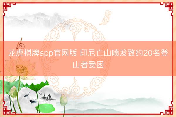 龙虎棋牌app官网版 印尼亡山喷发致约20名登山者受困