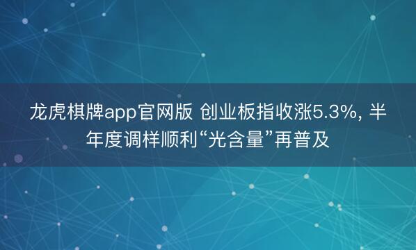 龙虎棋牌app官网版 创业板指收涨5.3%， 半年度调样顺利“光含量”再普及